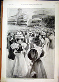 Original Old Antique Print Ascot Race Course 1896 Royal Enclosure Ladies 19th