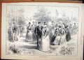 Original Old Antique Print 1887 Yachting Cowes Castle Lawn Romance Victorian