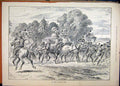 Original Old Antique Print Hill Goodwood Park 1887 Horses Coach Country Scene