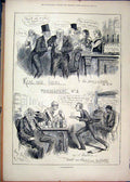 Original Old Antique Print 1877 Real Ideal Mangement Men Drinking Bar Victorian