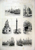 Original Old Antique Print Liverpool 1886 Nelson Wellington Cemetry Church Lime