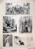 Original Old Antique Print Paris Salon 1882 Horse Cathedral Horse Water Beatri