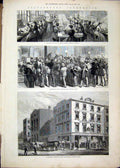 Original Old Antique Print Fice London News 1879 Machine Paper Publishing Covers