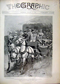 Old Antique Print Kaiser Czar Horse Coach 1897 Ballet Olga Island William 19th