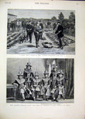Original Old Antique Print 1882 Grouse Shooting Dead King Burmah Viceroy India