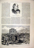 Original Old Antique Print 1881 Portrait Phineas Taylor War Soudan Camp Souakim