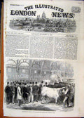 Original Old Antique Print 1863 Prince Wales Smithfield Club Cattle Show 19th