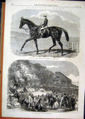 Original Old Antique Print 1864 Goodwood Races Lupin Dollar Cup Ladies Lawn 19th