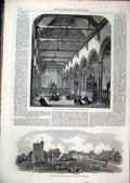 Original Old Antique Print 1865 Dutch Church Austinfriars Andrews Church College