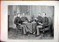 Original Old Antique Print 1888 Men Sitting Table San Remo Discussion Victorian