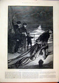 Old Antique Print 1886 Departure Ship Colonial Visitor Sea Scene Fine Art 19th
