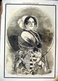 Original Old Antique Print Portrait Royal Highness Late Duchess Kent 1861 Lion
