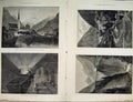 Original Old Antique Print 1882 Gothard Tunnel Miners Railway Bridge Reuss Wasen