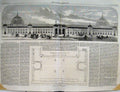 Original Old Antique Print 1861 Building International Exhibition Ground Plan