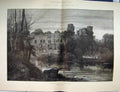 Old Antique Print English Homes 1886 Warwick Castle Earl Tower Weir Moat 19th