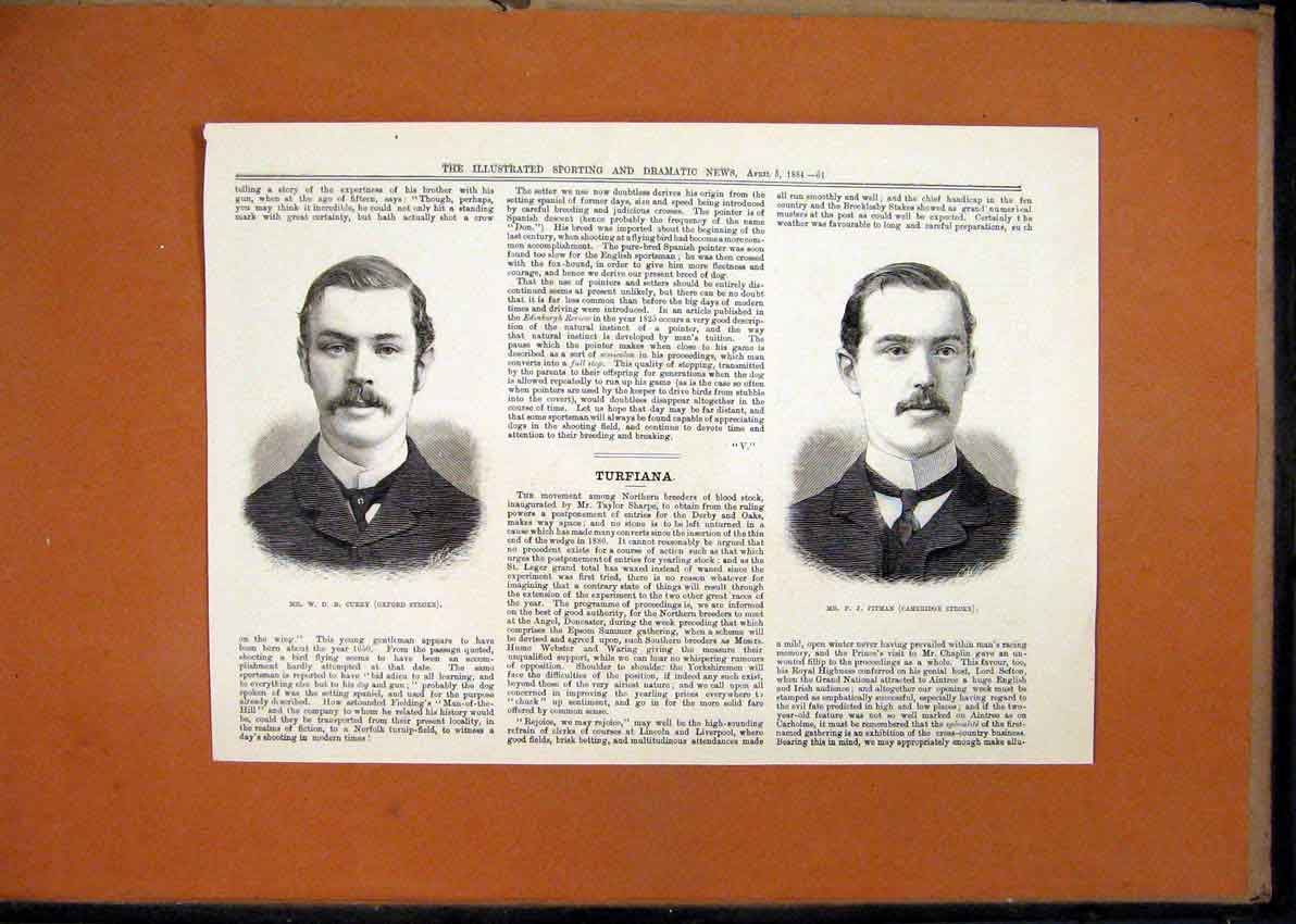 Original Old Antique Print 1884 Portrait Curry Oxford Pitman Cambridge Victorian