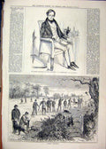 Original Old Antique Print Battue Shooting Men Guns 1879 Portrait Buckstone 19th