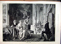 Original Old Antique Print 1891 Wealthy Patient Man Sitting Chair Women Tea 19th