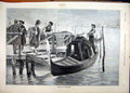 Original Old Antique Print 1891 Gondoliers River Romance Pier Fine Art Victorian
