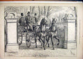 Original Old Antique Print Horses Coach 1878 Gate Garden Country 19th