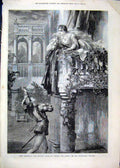 Old Antique Print Balcony Scene 1878 Romeo Juliet Haymarket Theatre Love 19th
