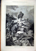Old Antique Print 1877 Scene Opera William Tell Storm Sea Scene Fine Art 19th