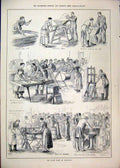 Original Old Antique Print 1879 Dairy Show Islington Cheese Mill Cream Butter