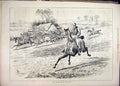 Original Old Antique Print 1877 Horse Racing Jockey Wrong Way Country Scene 19th