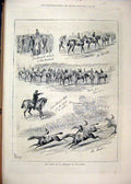 Original Old Antique Print 1877 Derby Horse Races Sketches Course Paddock Parade