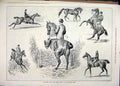 Original Old Antique Print 1878 Sketches Horse Show Alexandra Palace Jumping
