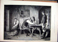 Original Old Antique Print 1889 Woman Crying Onion Basket Money Table Victorian