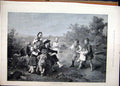 Old Antique Print 1889 Artist Country Scene Children Baby Crying Fine Art 19th