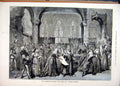 Original Old Antique Print 1884 Scene Caterbury Pilgrims New Opera Stanford 19th