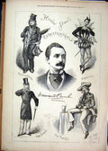 Original Old Antique Print 1877 Howard Paul Entertainment Yankee Mephisto Swell