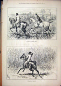 Original Old Antique Print 1881 Horses Country Scenesticky Ploughed Field 19th