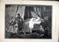 Original Old Antique Print Scene Othello 1884 Woman Bed Man Romance Fine Art