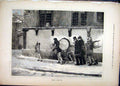 Original Old Antique Print 1878 Men Street Scene Musical Instruments Snow 19th
