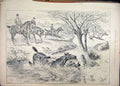 Original Old Antique Print 1889 Horse Jumping River Falling Man Tree Victorian