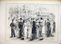 Original Old Antique Print Sketch Lawn Goodwood 1878 Men Women Romance Victorian