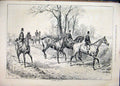 Original Old Antique Print 1878 Horses Hunting Country Lane Trees 19th