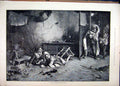 Original Old Antique Print 1889 Children Playing Trick Falling Chair Art 19th