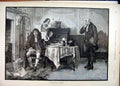 Old Antique Print 1892 Man Sitting Table Valentine Message Paper Fine Art 19th