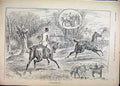 Original Old Antique Print 1892 Man Horse Village Loose Trees Gate Sketch 19th