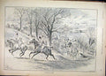 Original Old Antique Print 1892 Sport Hunting Horses Gallop Country Scene 19th