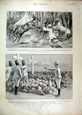Original Old Antique Print 1897 Advance Soudan Camp Merawi Hospital Teck Coffin
