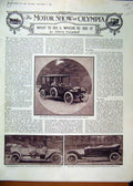 Old Antique Print 1911 Motor Car Show Olympia Kings Car Limousine Advert 20th