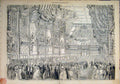 Original Old Antique Print 1851 Queen Visit London Guildhall State Ball Throne