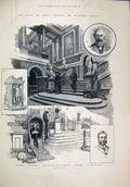 Original Old Antique Print 1884 City Guilds Livery Gsmith Company Hall Albany