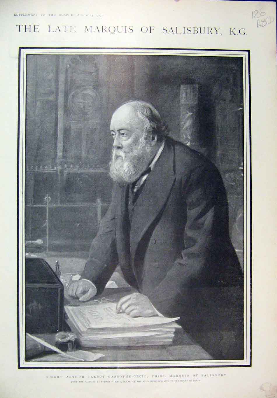 Old Antique Print 1903 Marquis Salisbury Robert Talbot Lords Berlin Club 20th