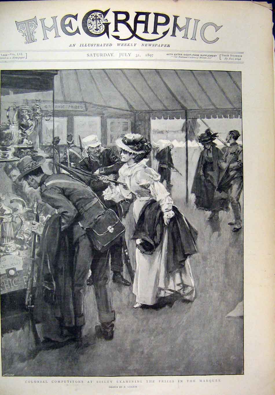 Old Antique Print Bisley Flood 1897 Colonial Prizes Marquee Railway Track 19th